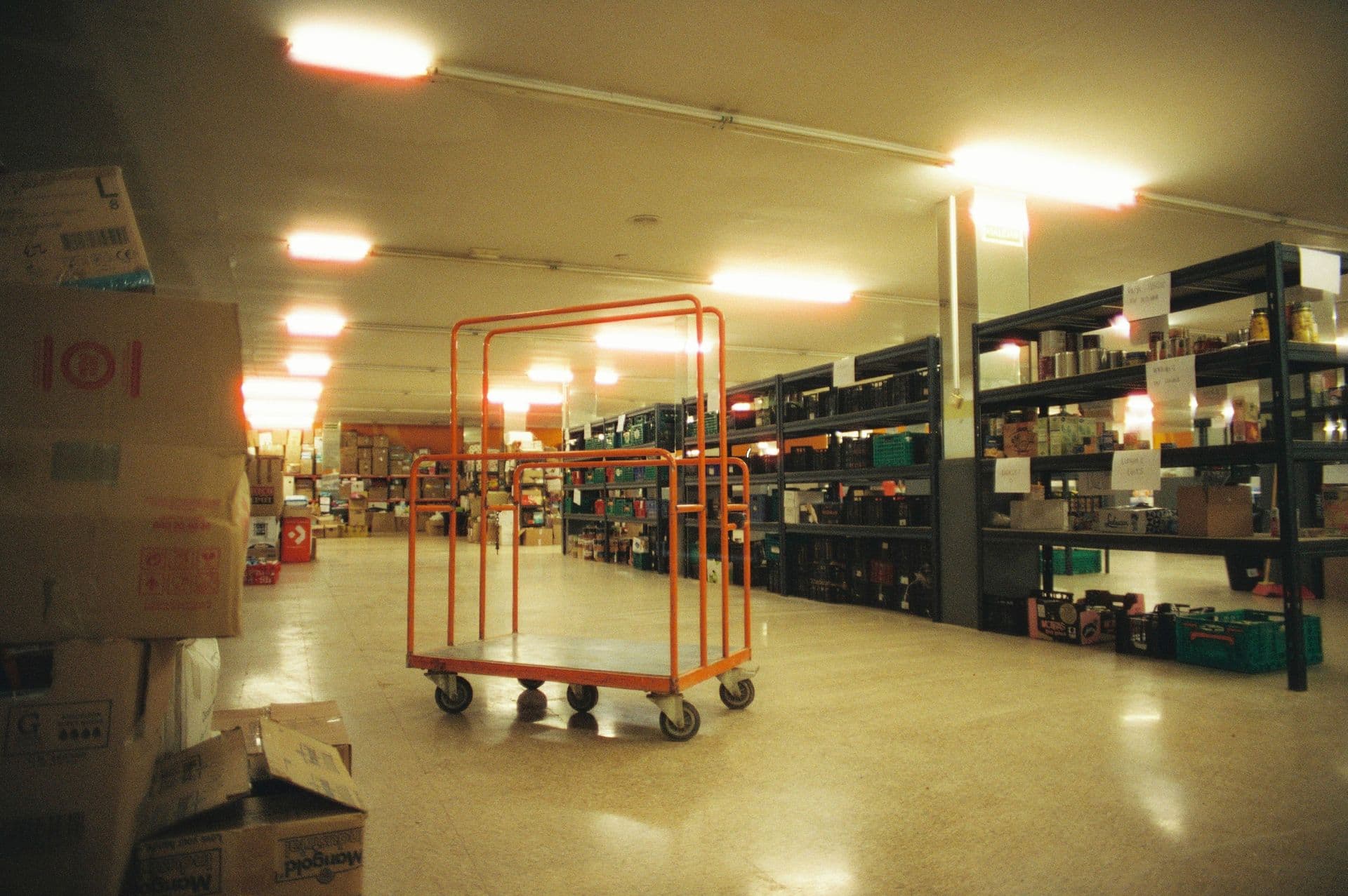 Warehouse interior used for equipment procurement and logistics